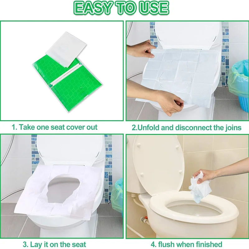 Flushable Travel Toilet Seat Covers | 50 Pack